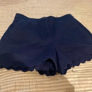 J Crew Navy Scallop Leg Shorts Size 4 NWT